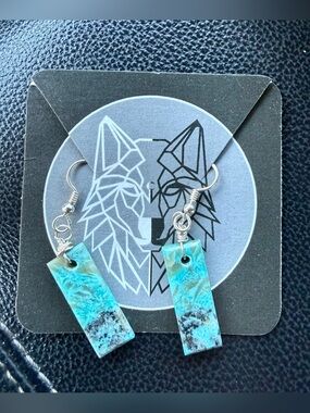 NWT - Pressed Rectangular Kingman Dangle Earrings